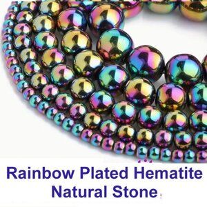 Rainbow Hematite Natural Stone Beads 15" Strand